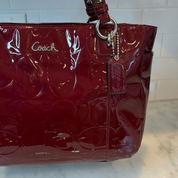Coach Bag Purse Handbag Pocketbook EW Gallery Embossed High Gloss Patent Leather - Picture 3 of 16
